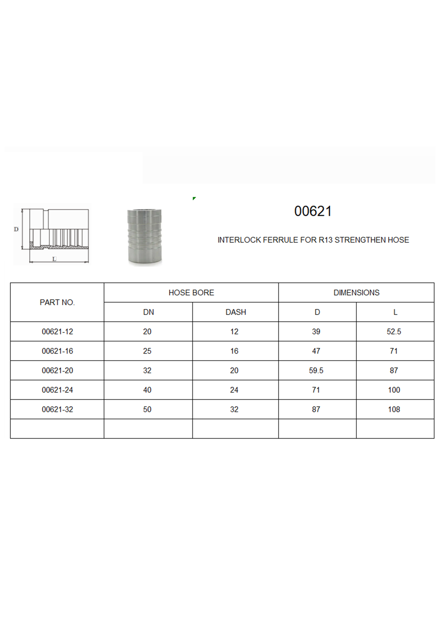 00621 Interlock tuleja zaciskowa dedykowana do SAE 100 R13/15 wezy , ze skórowaniem