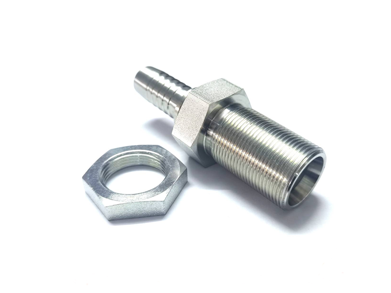 10411 LN metric male 24° cone seat L.T. fitting extra long bulkhead