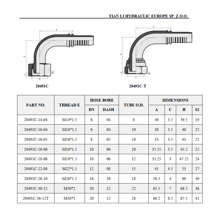 20411C Metric female 24° cone multiseal L.T 90° elbow.