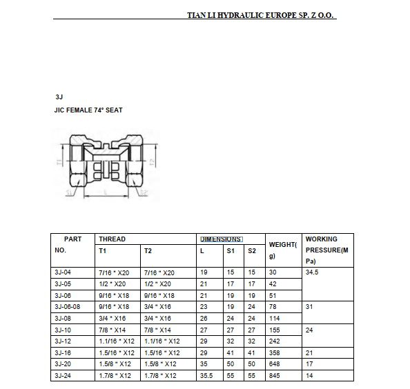 3J9 JIC 74° cone seat female swivel 90° elbow adapter