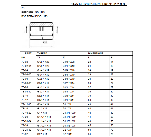 7B BSP female socket
