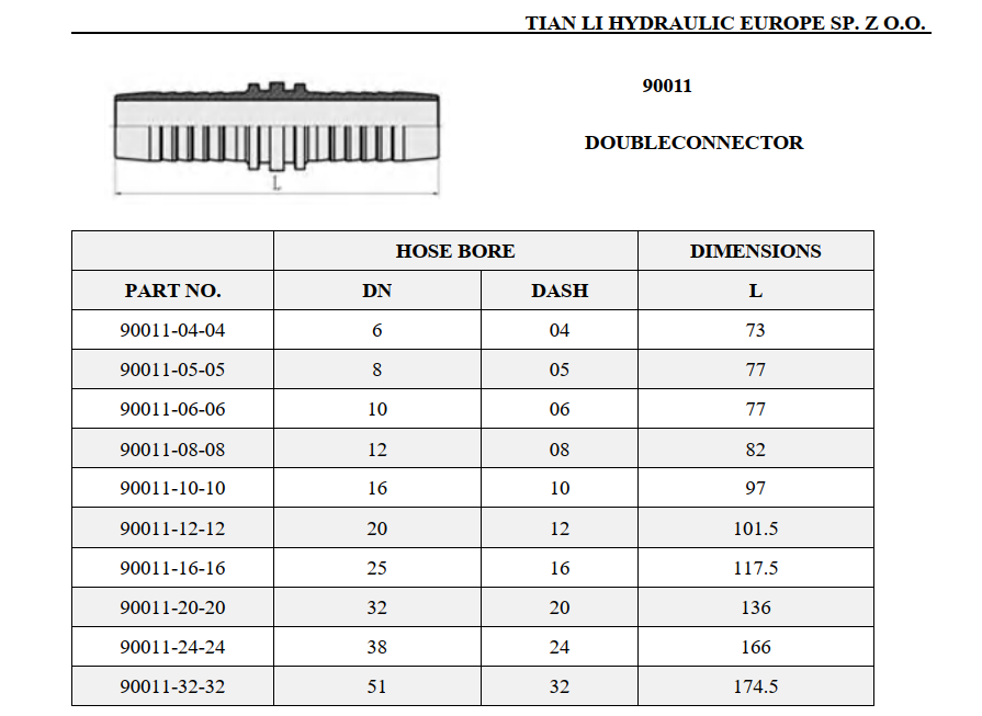 90011 Hose joint Double Stem Hose Connector