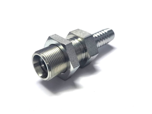 10411 LN metric male 24° cone seat L.T. fitting extra long bulkhead