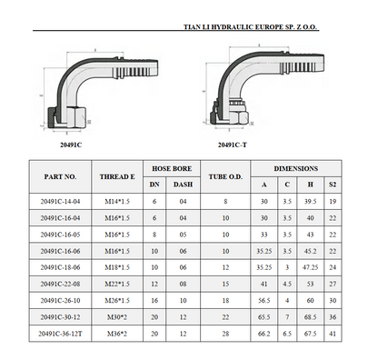 20411C Metric female 24° cone multiseal L.T 90° elbow.