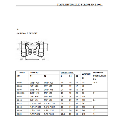 3J9 JIC 74° cone seat female swivel 90° elbow adapter