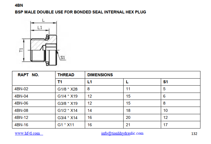 4BN WD BSP thread plug with o ring hex type