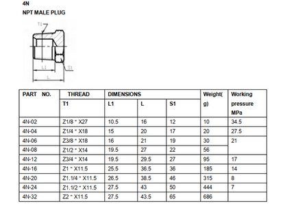 4N NPT male plug