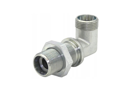 6D9 Metric male 24° cone 90° extra long with swivel nut