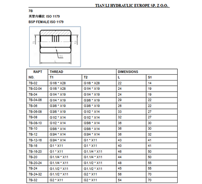 7B BSP female socket