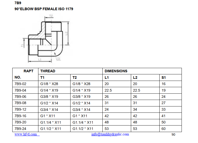 7B9 BSP female socket 90°