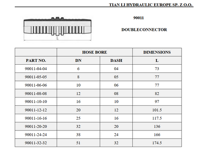 90011 Hose joint Double Stem Hose Connector