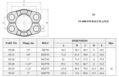 FS Flange clamp for CODE 62 6000 psi series