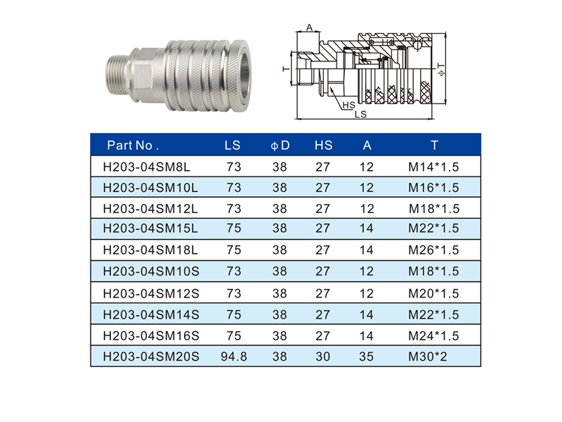H203-SMPF ISO7241-A H203 type female body metric hydraulic quick coupling
