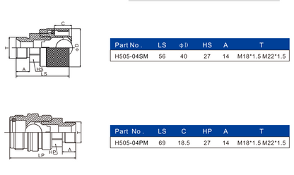 H505  ISO7241-A H505 lock type male metric hydraulic quick coupling complete set M18 X 1.5