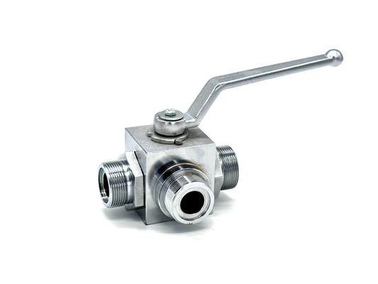 KHB3K-MALE-LR  DIN 2353 light series metric mall ball valve 3 WAY